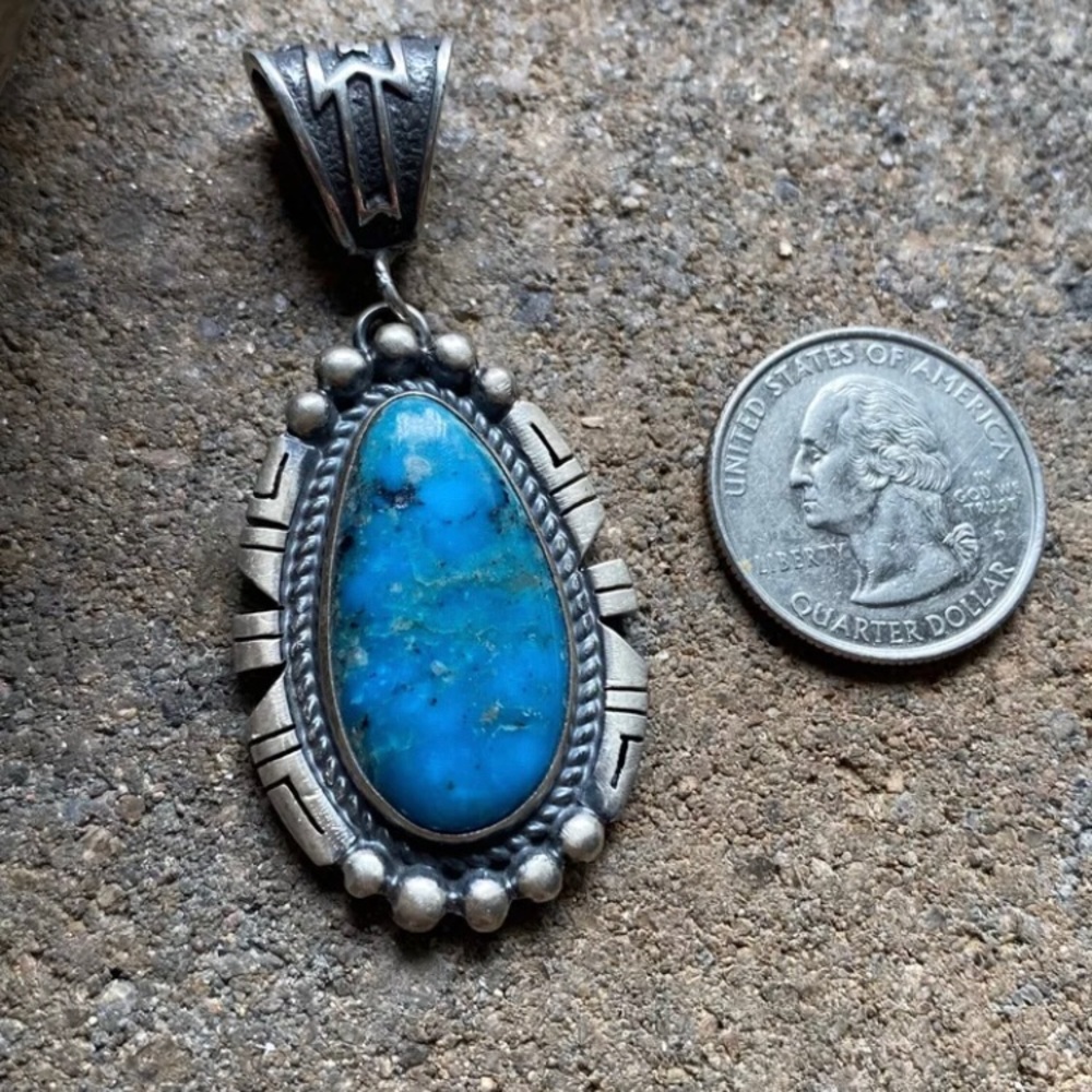 Nativeamerican Sterlingsilver Turquoisependant.P S - image 7